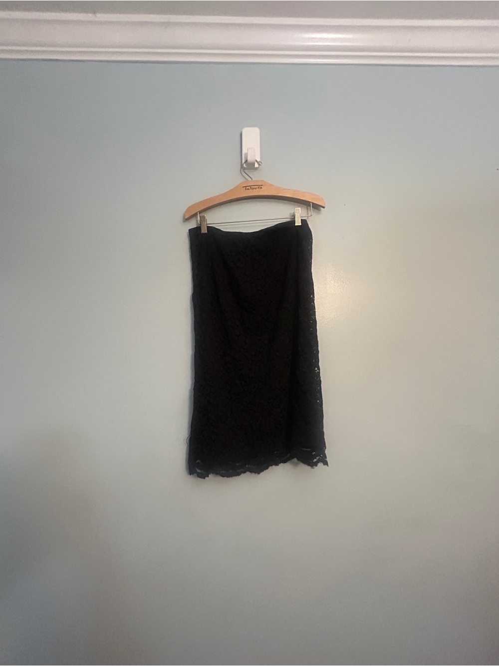 Worthington Black Lace Midi Skirt Scalloped Hem Lined Sz 10 Like New